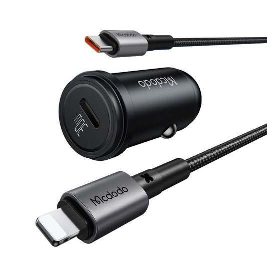 Bilader McDodo CC-7492 Obsidian med Lightning-kabel, 30W, 3A, 1 x USB-C, Svart