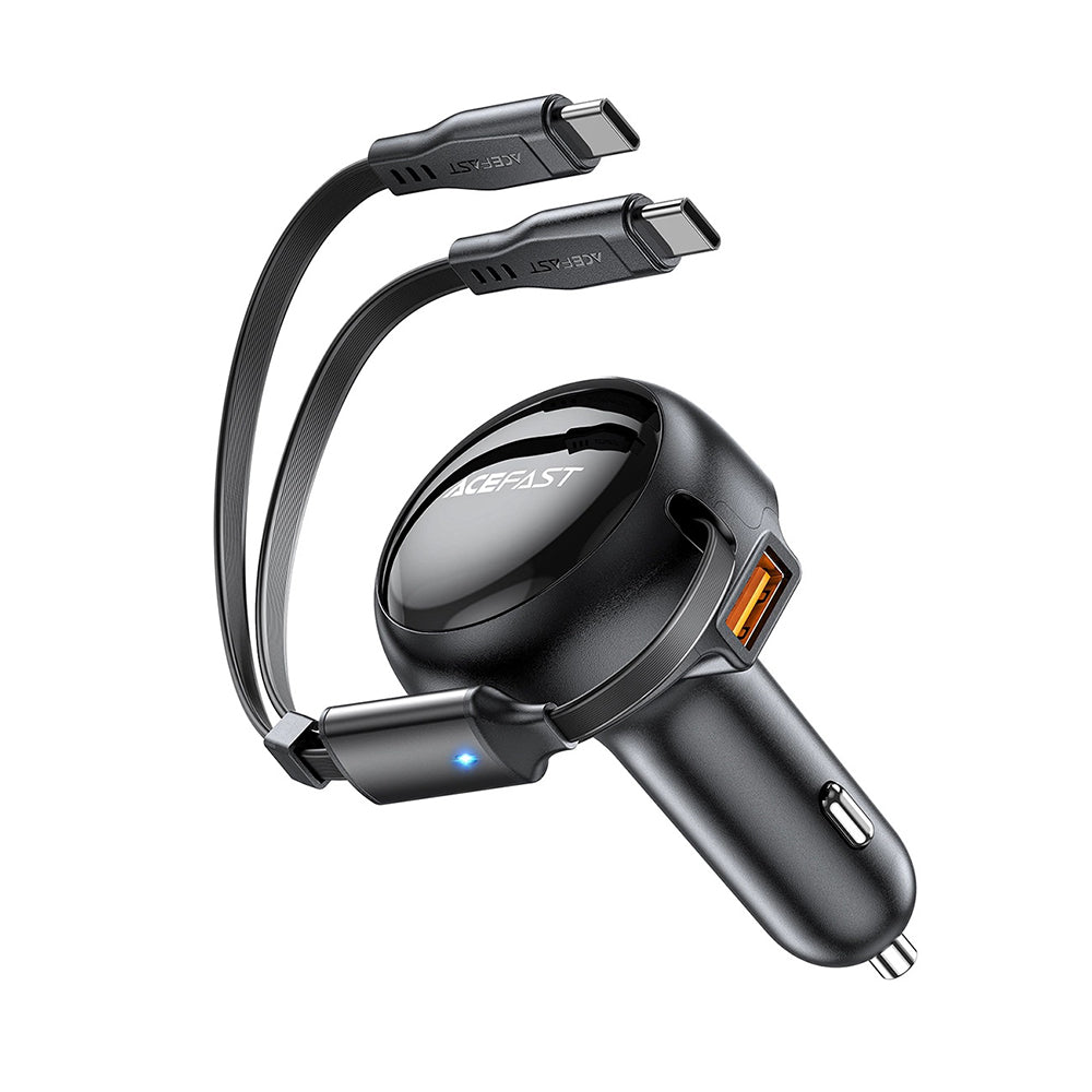 Bilader med USB-C-kabel Acefast B13, 53W, 3A, 1 x USB-A, Svart