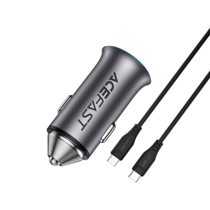 Bilader med USB-C-kabel Acefast B16, 95W, 3.25A, 1 x USB-A - 1 x USB-C, Grå