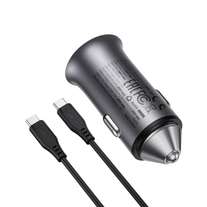 Bilader med USB-C-kabel Acefast B16, 95W, 3.25A, 1 x USB-A - 1 x USB-C, Grå