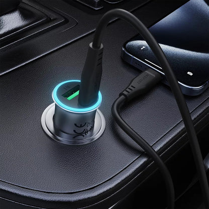 Bilader med USB-C-kabel Acefast B16, 95W, 3.25A, 1 x USB-A - 1 x USB-C, Grå
