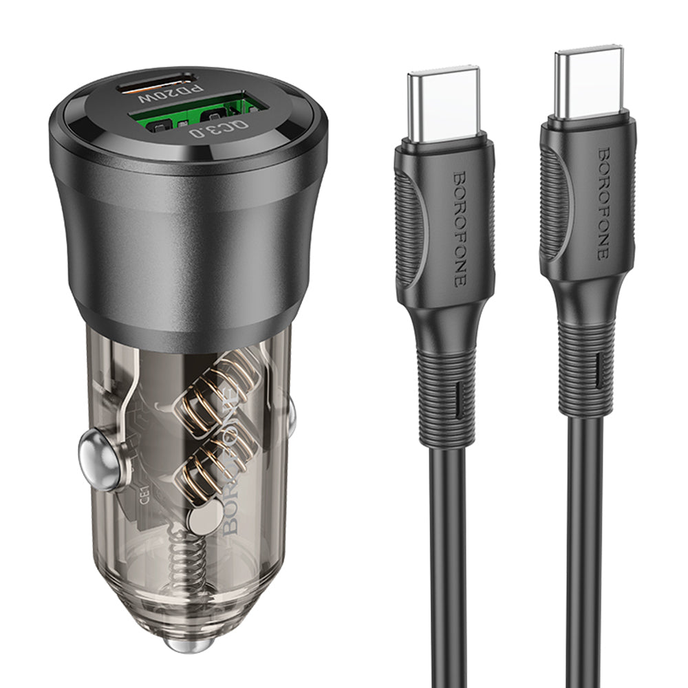 Bilader med USB-C-kabel Borofone BZ25 Journey, 38W, 3A, 1 x USB-A - 1 x USB-C, Svart