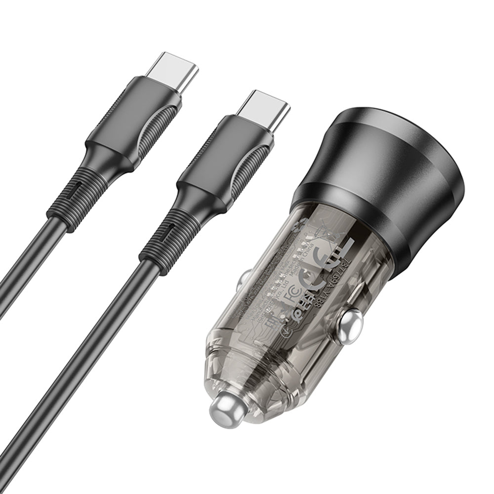 Bilader med USB-C-kabel Borofone BZ25 Journey, 38W, 3A, 1 x USB-A - 1 x USB-C, Svart