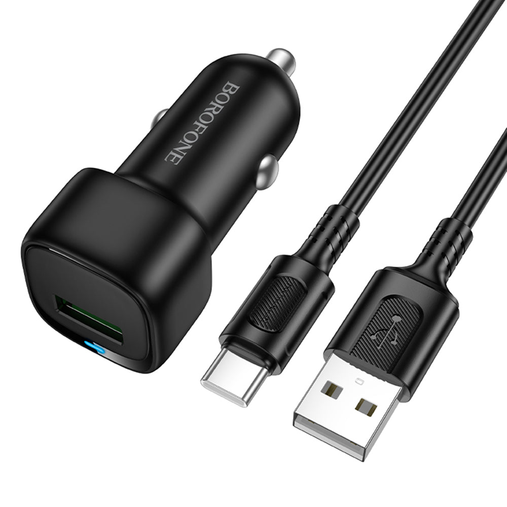 Bilader med USB-C-kabel Borofone BZ34 Cloud, 18W, 3A, 1 x USB-A, Svart