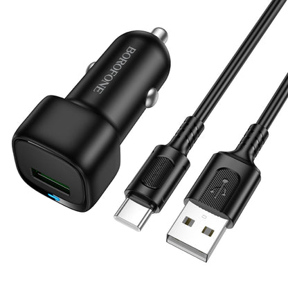 Bilader med USB-C-kabel Borofone BZ34 Cloud, 18W, 3A, 1 x USB-A, Svart