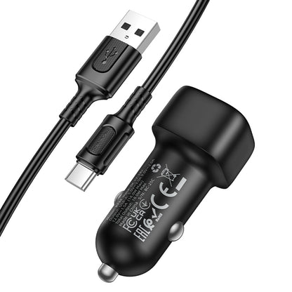 Bilader med USB-C-kabel Borofone BZ34 Cloud, 18W, 3A, 1 x USB-A, Svart
