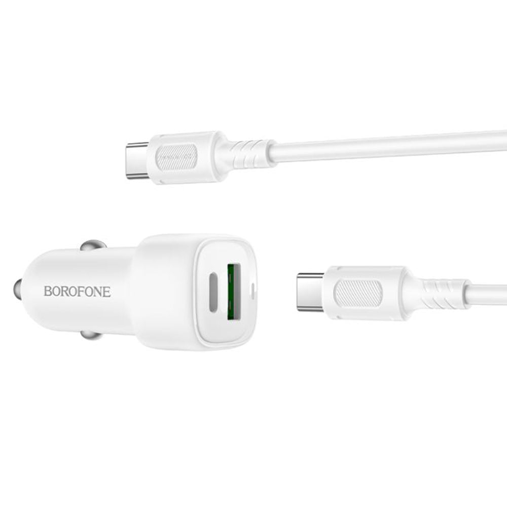 Bilader med USB-C-kabel Borofone BZ34B Cloud, 20W, 3A, 1 x USB-A - 1 x USB-C, Hvit