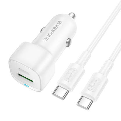 Bilader med USB-C-kabel Borofone BZ34B Cloud, 20W, 3A, 1 x USB-A - 1 x USB-C, Hvit