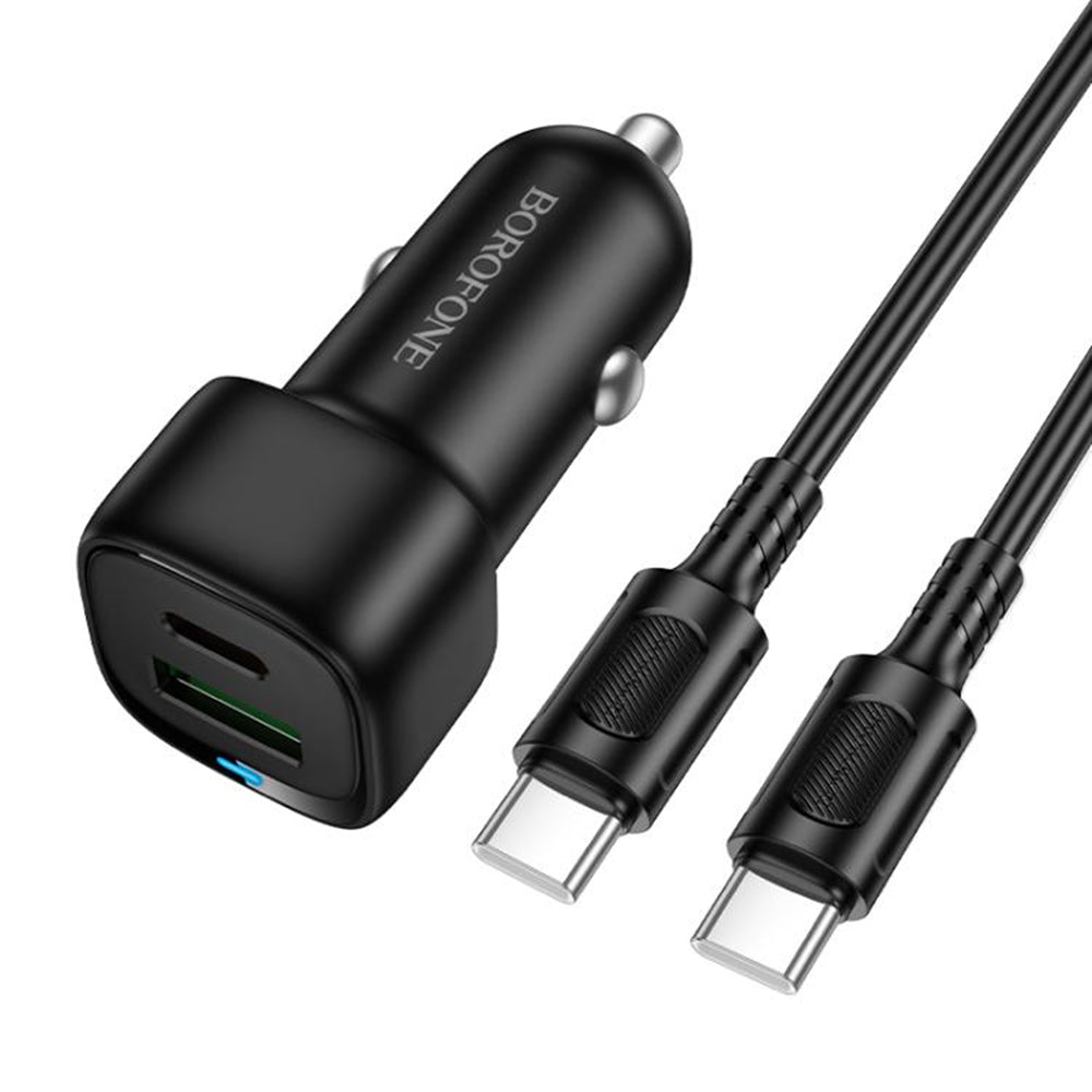 Bilader med USB-C-kabel Borofone BZ34B Cloud, 20W, 3A, 1 x USB-A - 1 x USB-C, Svart