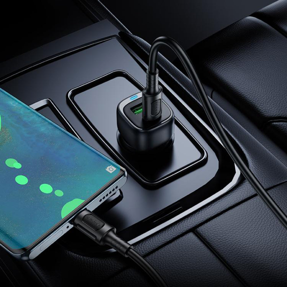 Bilader med USB-C-kabel Borofone BZ34B Cloud, 20W, 3A, 1 x USB-A - 1 x USB-C, Svart