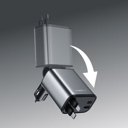 Bilader med USB-C / Lightning-kabel Lisen, 69W, 3A, 1 x USB-A - 1 x USB-C, Svart YL0224040031