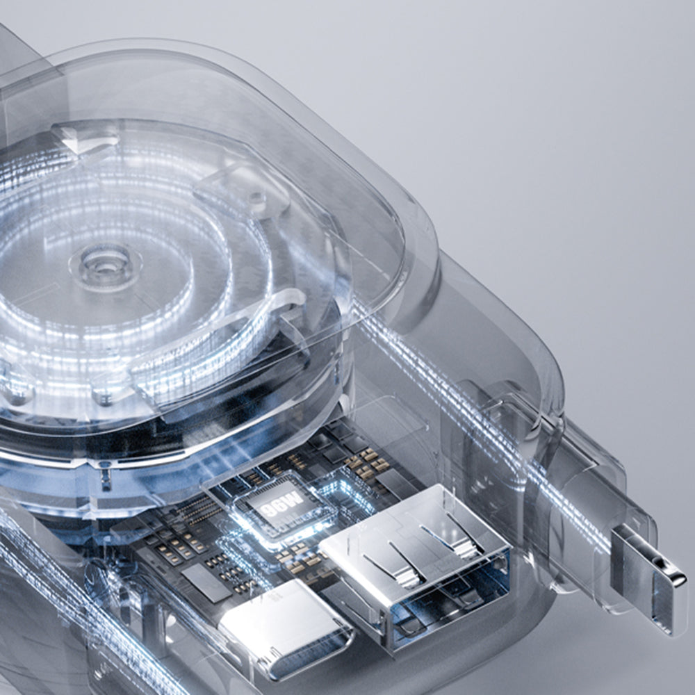 Bilader med USB-C / Lightning Lisen Display, 96W, 3A, 1 x USB-A - 1 x USB-C, Svart YL0224080017