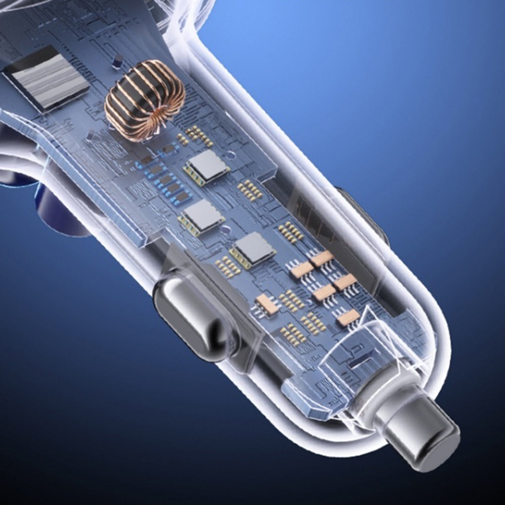 Bilader med USB-C / Lightning-kabel Yesido Y63 Display, 117W, 3A, 1 x USB-A - 1 x USB-C, Grå