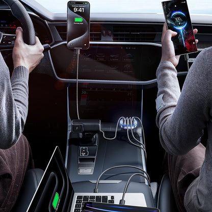 Bilader med USB-C-kabel Lisen, 101W, 3.25A, 1 x USB-A - 3 x USB-C, Svart YL0223120021