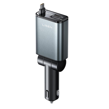 Bilader med USB-C-kabel Lisen, 57W, 3A, 1 x USB-A - 1 x USB-C, Svart YL0325010016