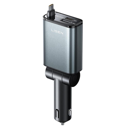 Bilader med USB-C-kabel Lisen, 57W, 3A, 1 x USB-A - 1 x USB-C, Svart YL0325010016