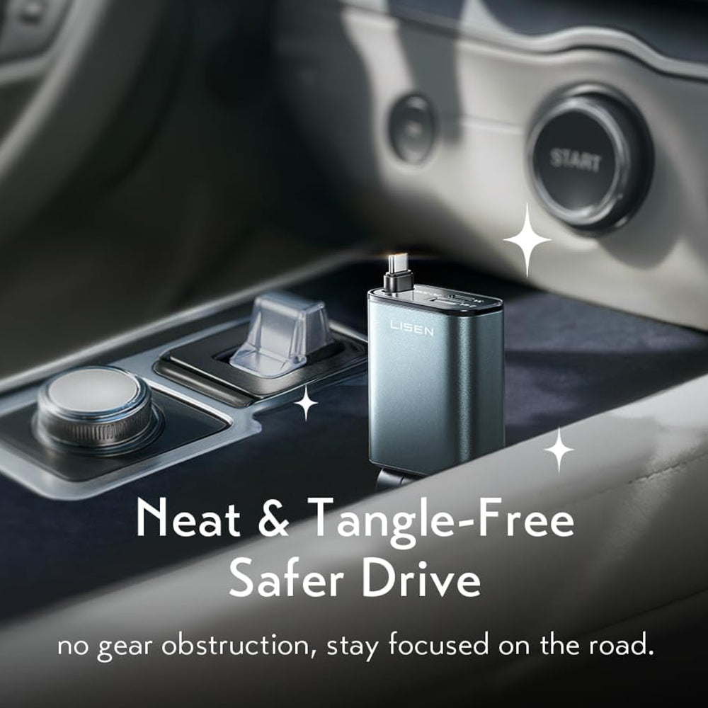 Bilader med USB-C-kabel Lisen, 57W, 3A, 1 x USB-A - 1 x USB-C, Svart YL0325010016