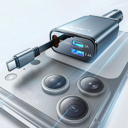 Bilader med USB-C-kabel Lisen, 57W, 3A, 1 x USB-A - 1 x USB-C, Svart YL0325010016