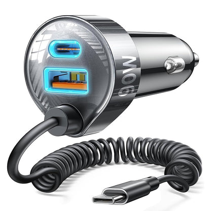 Bilader med USB-C kabel Lisen, 90W, 3A, 1 x USB-A - 1 x USB-C, Svart YL0223120020
