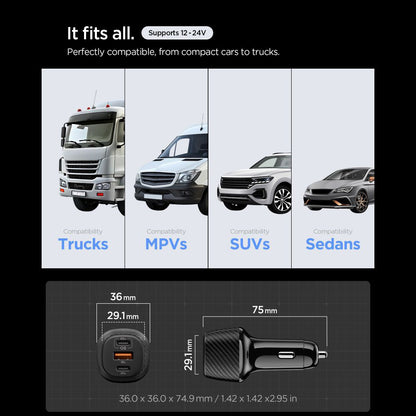 Bilader med USB-C-kabel Spigen EV1133, 113W, 3.25A, 1 x USB-A - 2 x USB-C, Svart