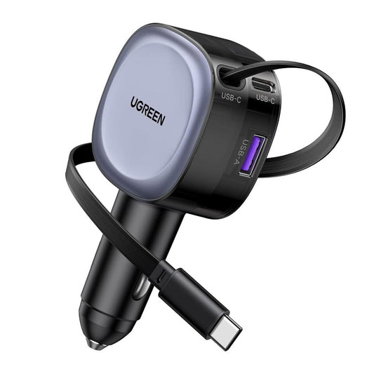 Bilader med USB-C-kabel UGREEN EC601, 75W, 3A, 1 x USB-A - 1 x USB-C, Grå