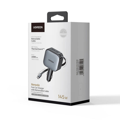 Bilader med USB-C-kabel UGREEN EC604 (55910B) Nexode, 145W, 1 x USB-A - 2 x USB-C, Svart