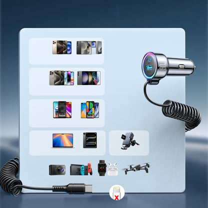 Bilader med USB-C kabel Joyroom JR-CL07, 90W, 3A, 1 x USB-A - 1 x USB-C, Svart