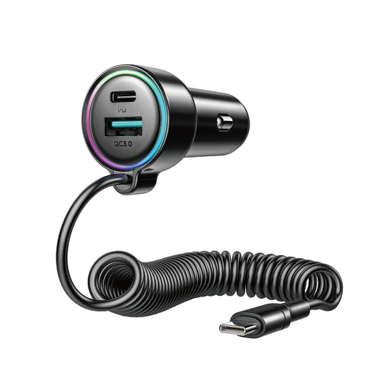 Bilader med USB-C kabel Joyroom JR-CL07, 90W, 3A, 1 x USB-A - 1 x USB-C, Svart