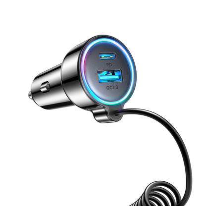 Bilader med USB-C kabel Joyroom JR-CL07, 90W, 3A, 1 x USB-A - 1 x USB-C, Svart