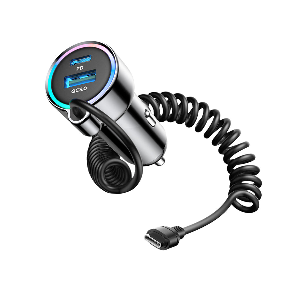 Bilader med USB-C kabel Joyroom JR-CL07, 90W, 3A, 1 x USB-A - 1 x USB-C, Svart