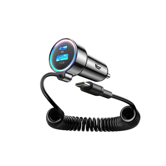 Bilader med USB-C kabel Joyroom JR-CL07, 90W, 3A, 1 x USB-A - 1 x USB-C, Svart