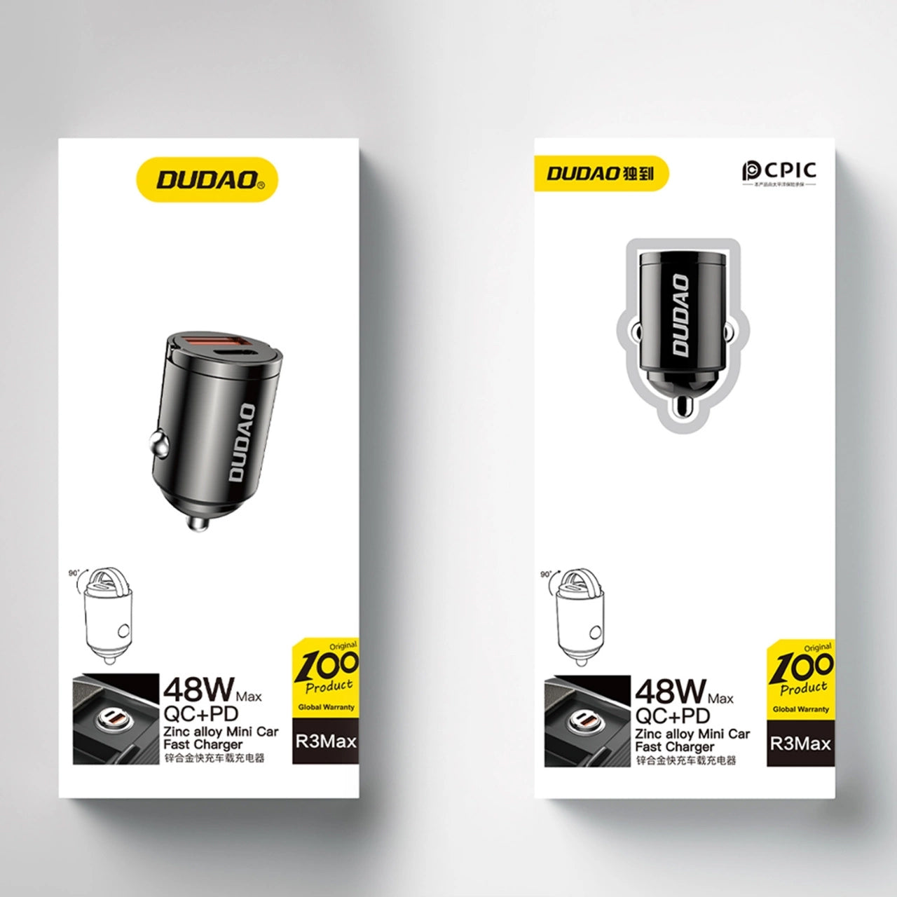 Bilader Dudao R3MAX, 48W, 3A, 1 x USB-A - 1 x USB-C, Svart