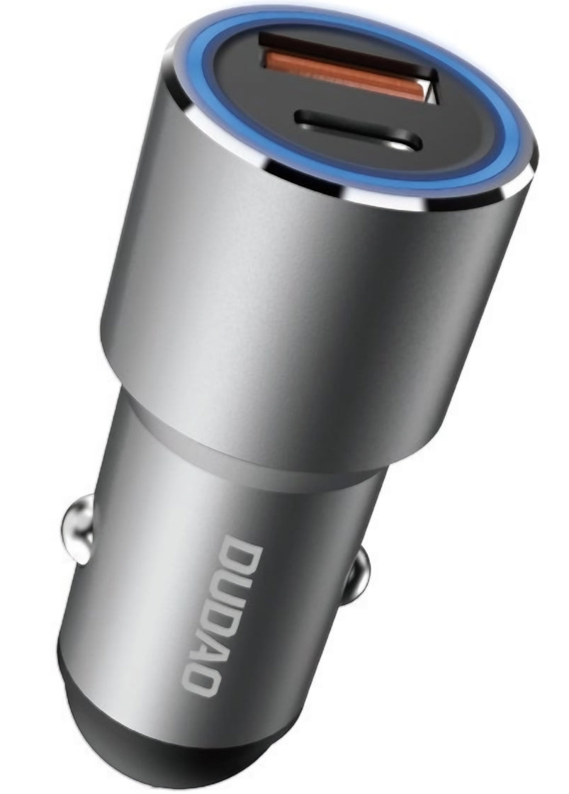 Dudao R4PQ NM Billader, 22,5W, 3A, 1 x USB-A - 1 x USB-C, Grå