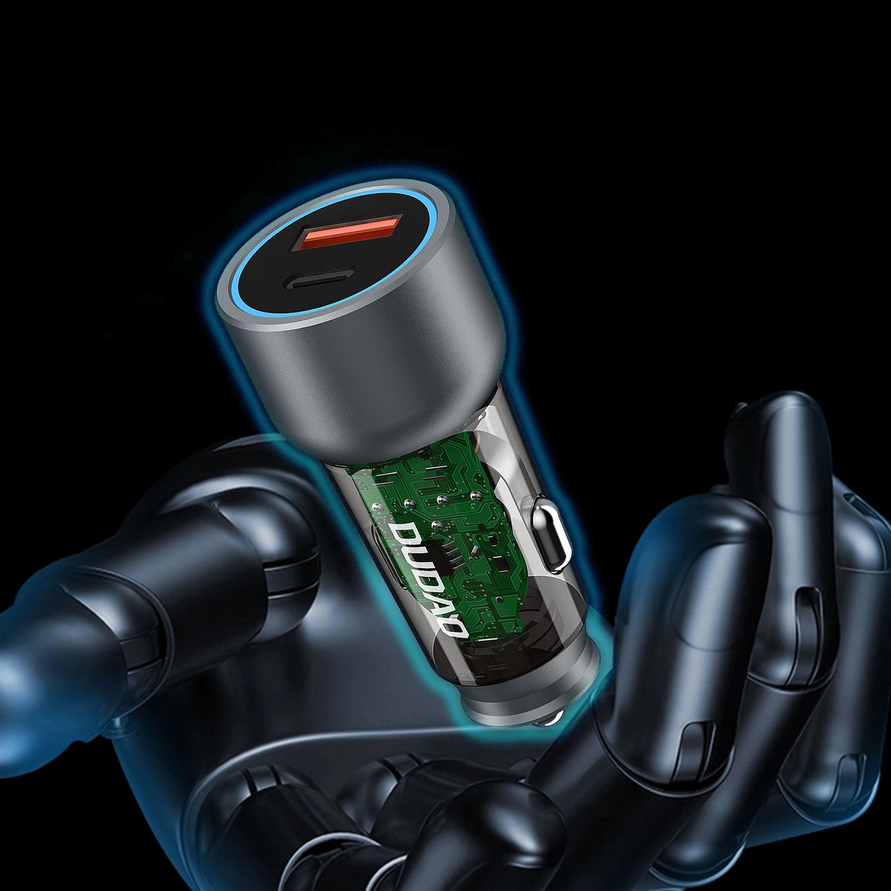 Dudao R4T billader, 30W, 3A, 1 x USB-A - 1 x USB-C, grå 