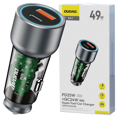 Dudao R4T billader, 30W, 3A, 1 x USB-A - 1 x USB-C, grå 