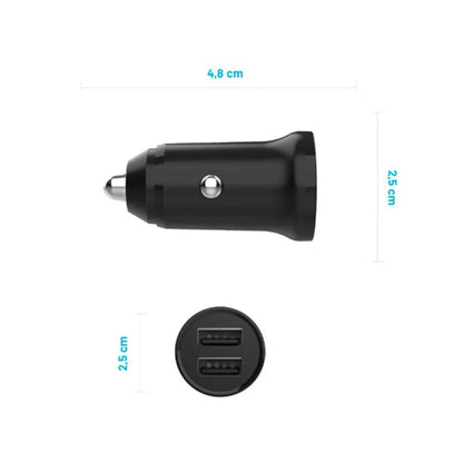 Bilader Fixed, 15.5W, 3A, 2 x USB-A, Svart