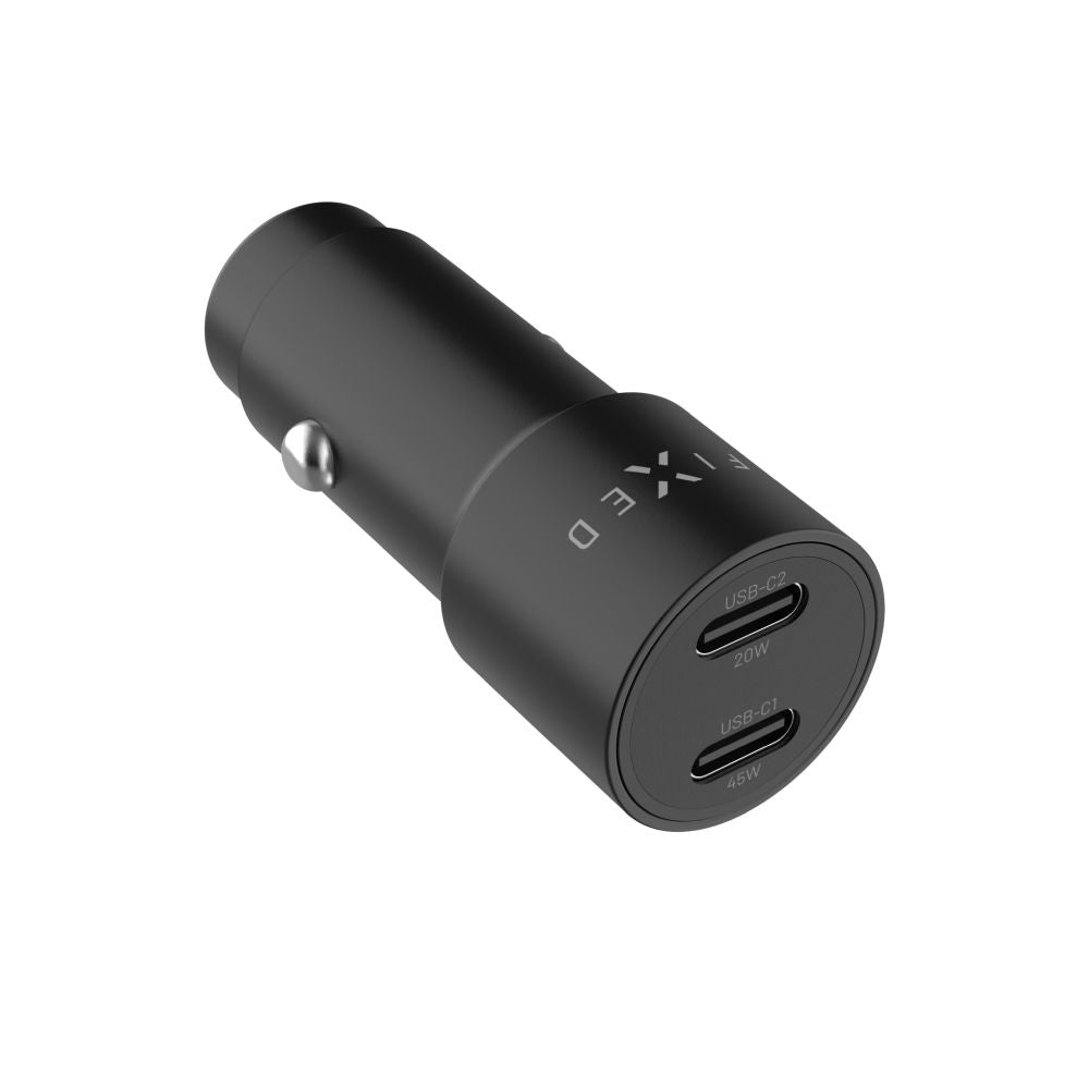 Bilader Fixed, 65W, 3A, 2 x USB-C, Svart