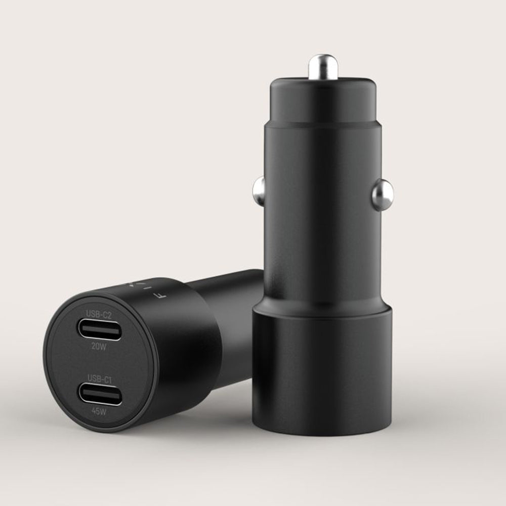 Bilader Fixed, 65W, 3A, 2 x USB-C, Svart