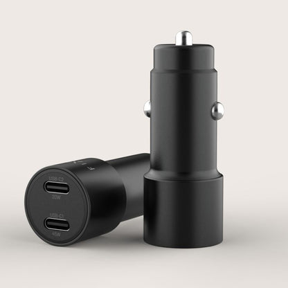 Bilader Fixed, 65W, 3A, 2 x USB-C, Svart