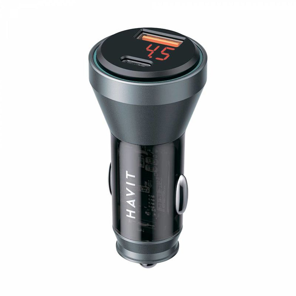 Bilader HAVIT CC2017, 45W, 3A, 1 x USB-A - 1 x USB-C, Svart Blå