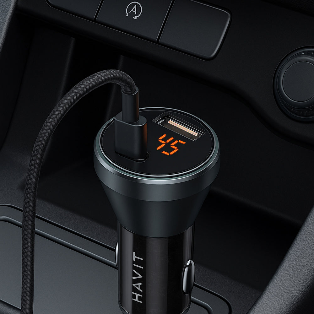 Bilader HAVIT CC2017, 45W, 3A, 1 x USB-A - 1 x USB-C, Svart Blå