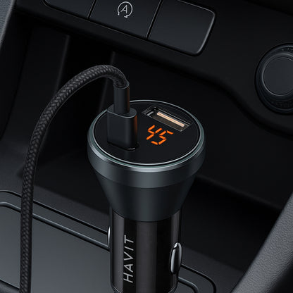 Bilader HAVIT CC2017, 45W, 3A, 1 x USB-A - 1 x USB-C, Svart Blå