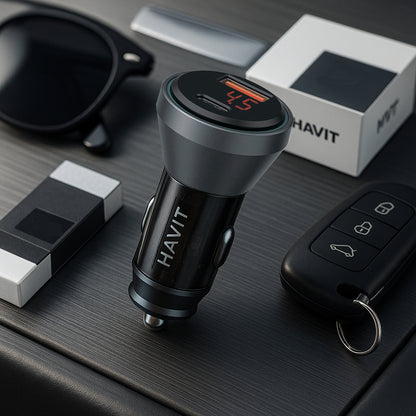 Bilader HAVIT CC2017, 45W, 3A, 1 x USB-A - 1 x USB-C, Svart Blå