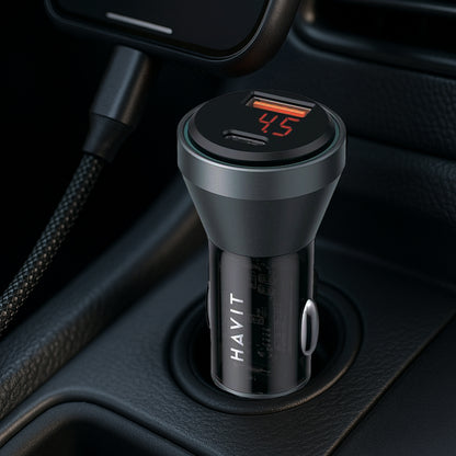 Bilader HAVIT CC2017, 45W, 3A, 1 x USB-A - 1 x USB-C, Svart Blå