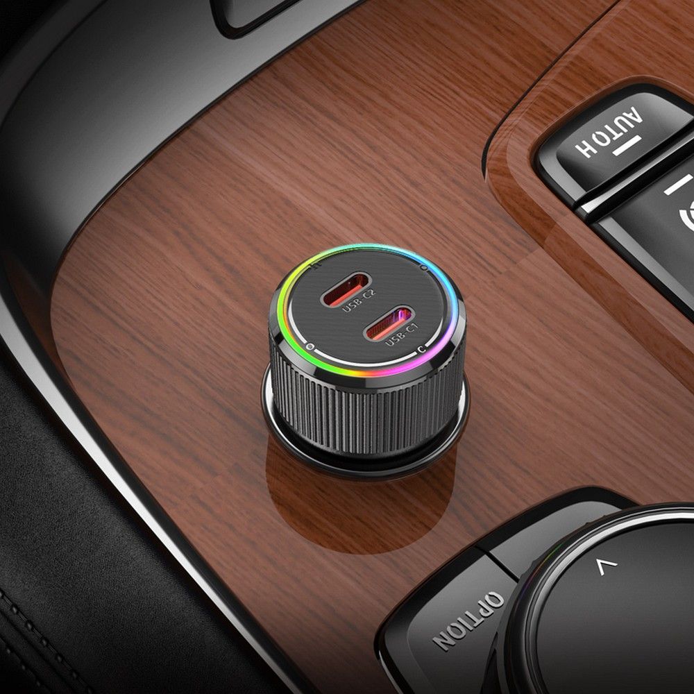 Bilader HOCO NZ14B, 50W, 3A, 2 x USB-C, Svart