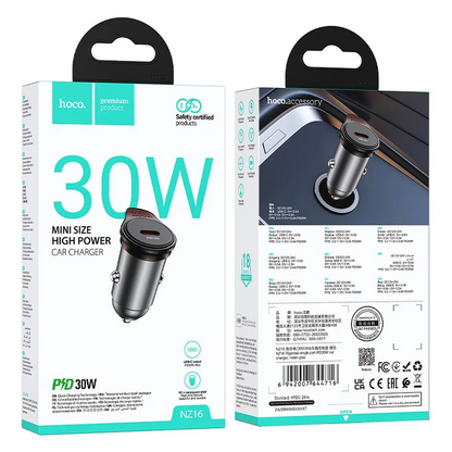 Bilader HOCO NZ16, 30W, 3A, 1 x USB-C, Grå