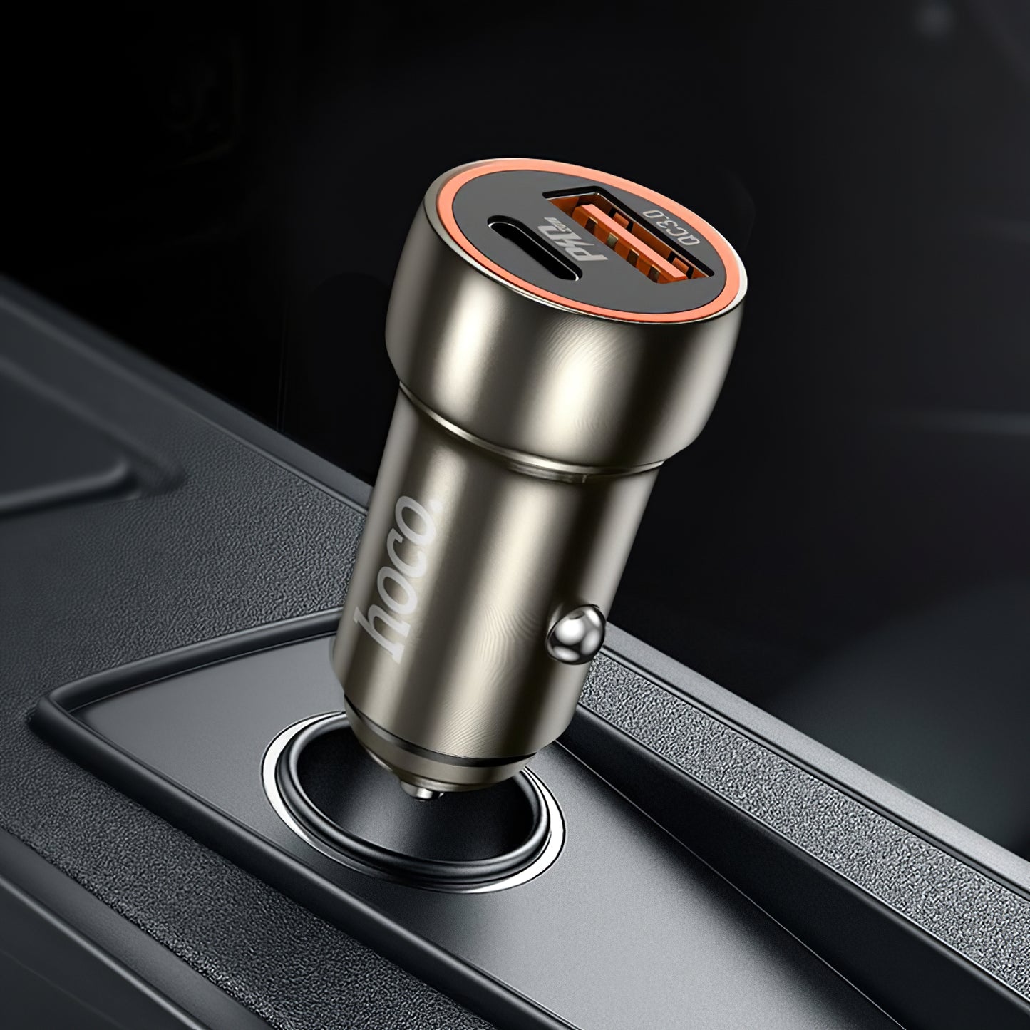 Billader HOCO Z46A, 20W, 3A, 1 x USB-A - 1 x USB-C, grå 
