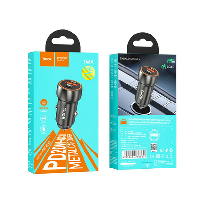 Billader HOCO Z46A, 20W, 3A, 1 x USB-A - 1 x USB-C, grå 