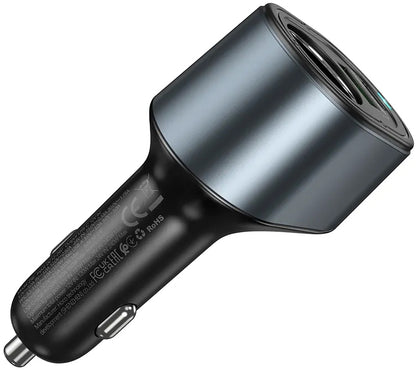 Bilader HOCO Z56, 35W, 3A, 1 x USB-A - 1 x USB-C - 1 x Sigarettennerforlenger, Svart