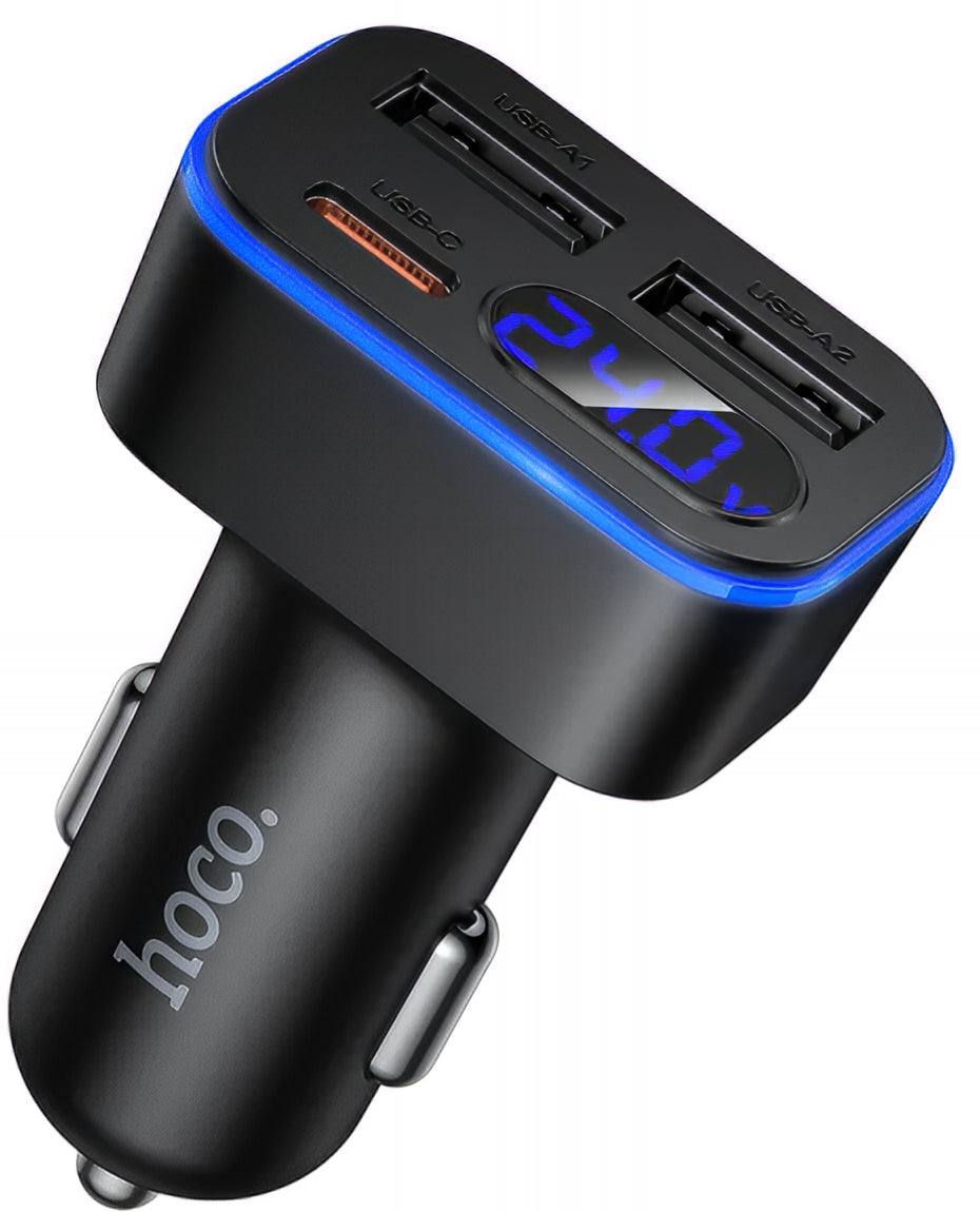 Bilader HOCO Z63A Display, 42W, 3A, 1 x USB-C - 2 x USB-A, Svart